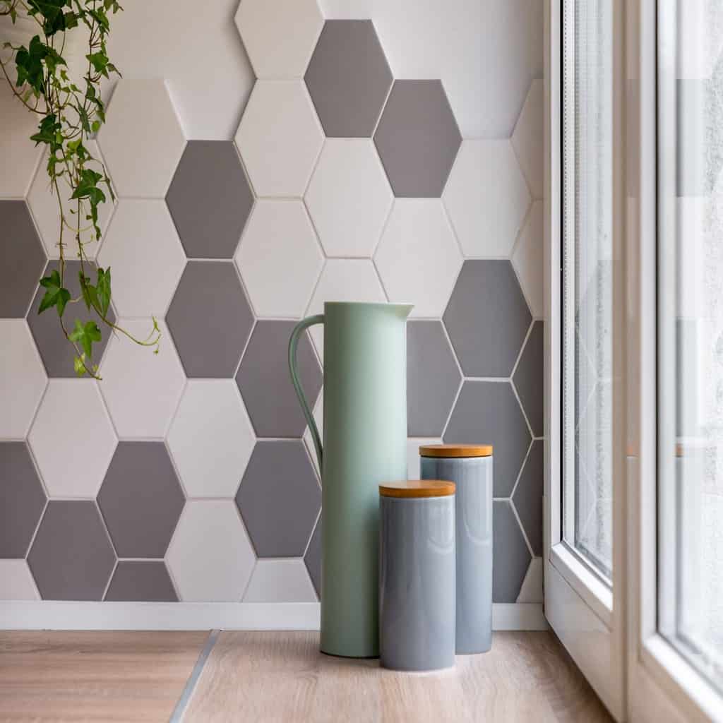 Trendy multi patterned hexagon wall tiles